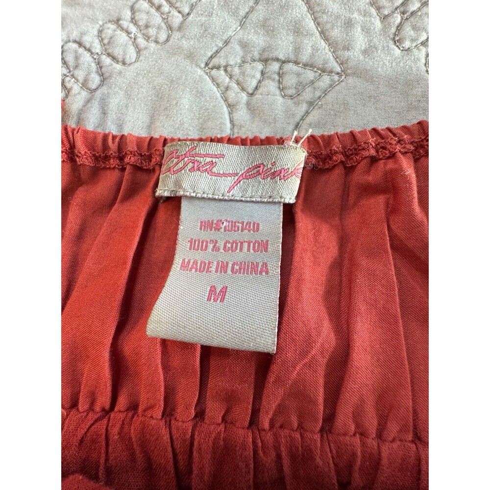 Boho Crochet Babydoll Dress Red Embroidered Sequin Hippie Festival Cotton Sz M - Picture 4 of 8
